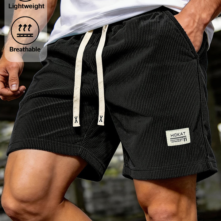 Preston | Avslappnade Ribbstickade Shorts med Dragkedja