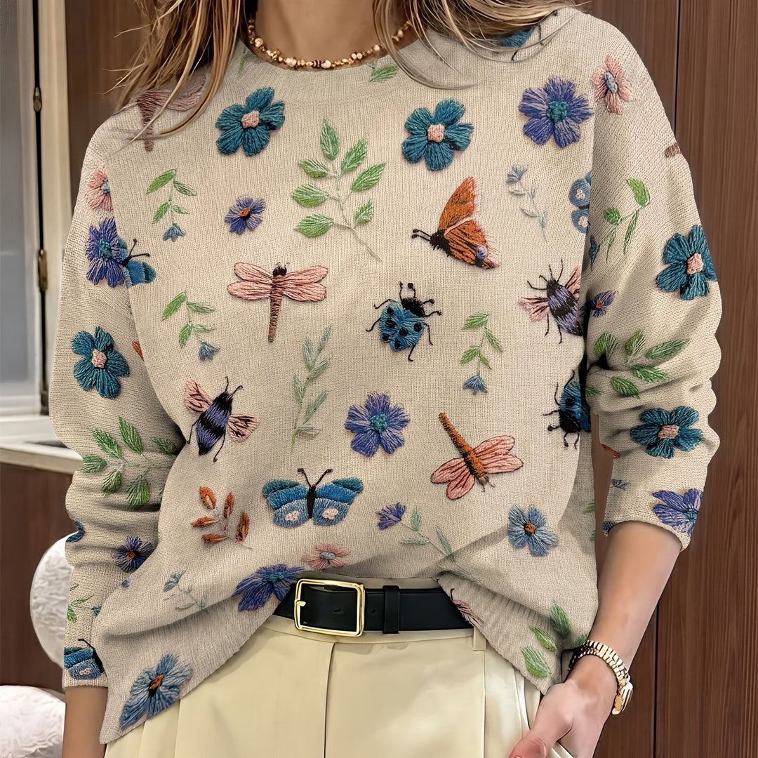Elsie | Botanisk Tryck Crewneck Tröja