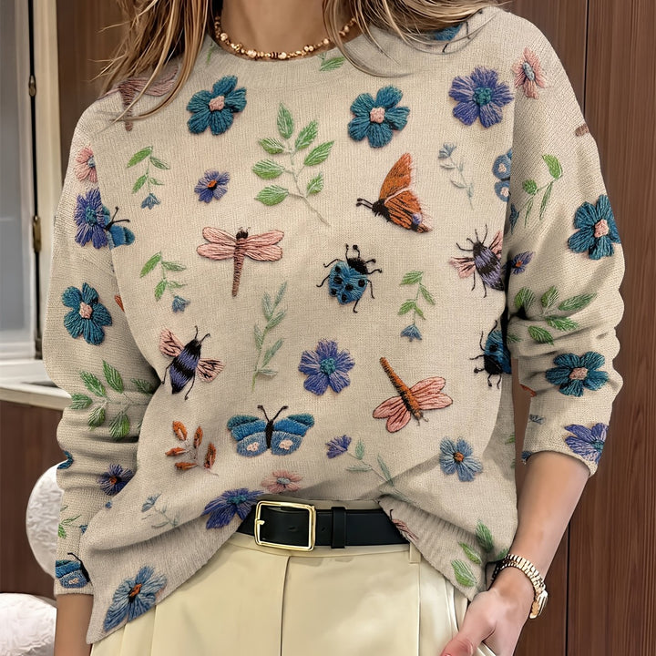 Elsie | Botanisk Tryck Crewneck Tröja