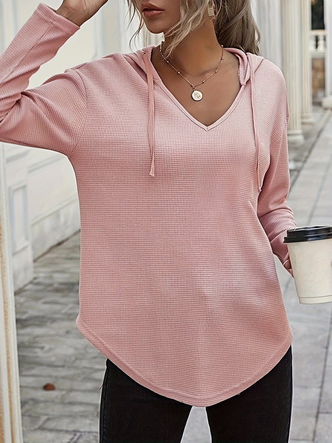 Kendra | Avslappnad V-ringad Hoodie