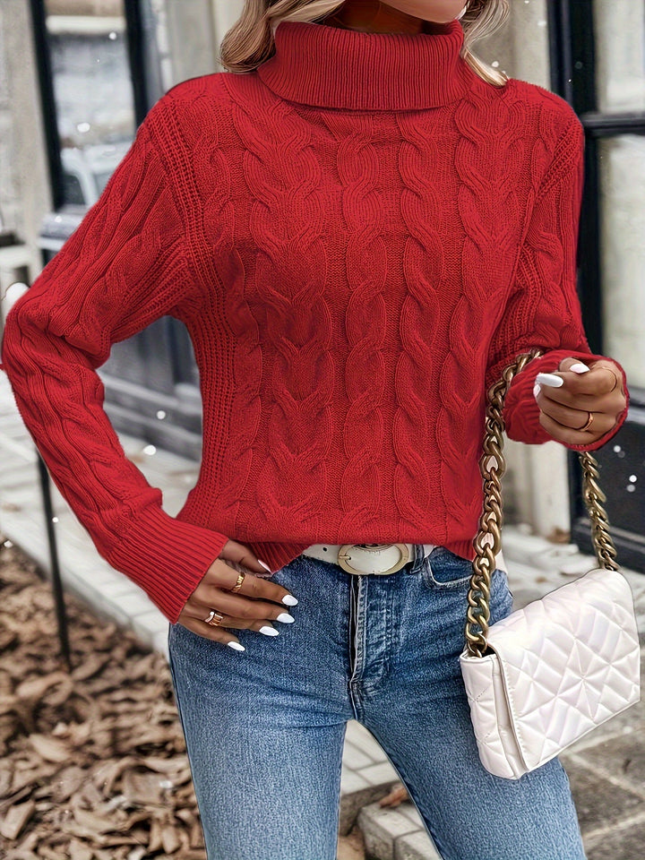 Celeste | Mysig Kabelstickad Turtleneck Tröja