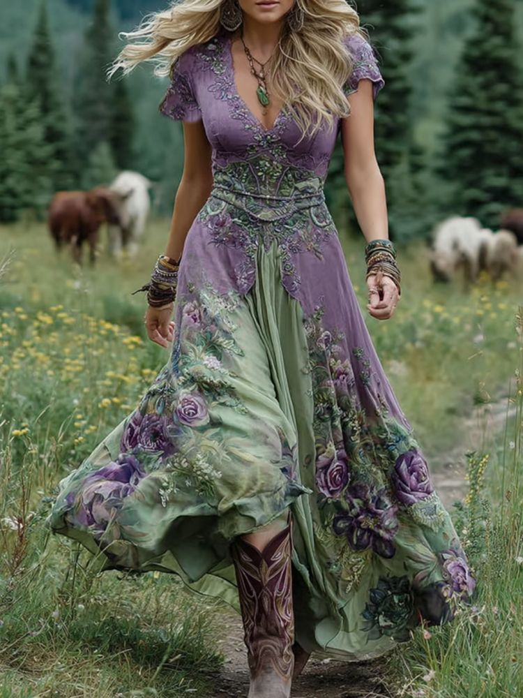 Natalie | Elegant Floral Maxi Klänning