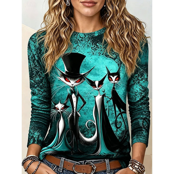 Katherine | Halloween Gotisk Grafisk Långärmad Topp