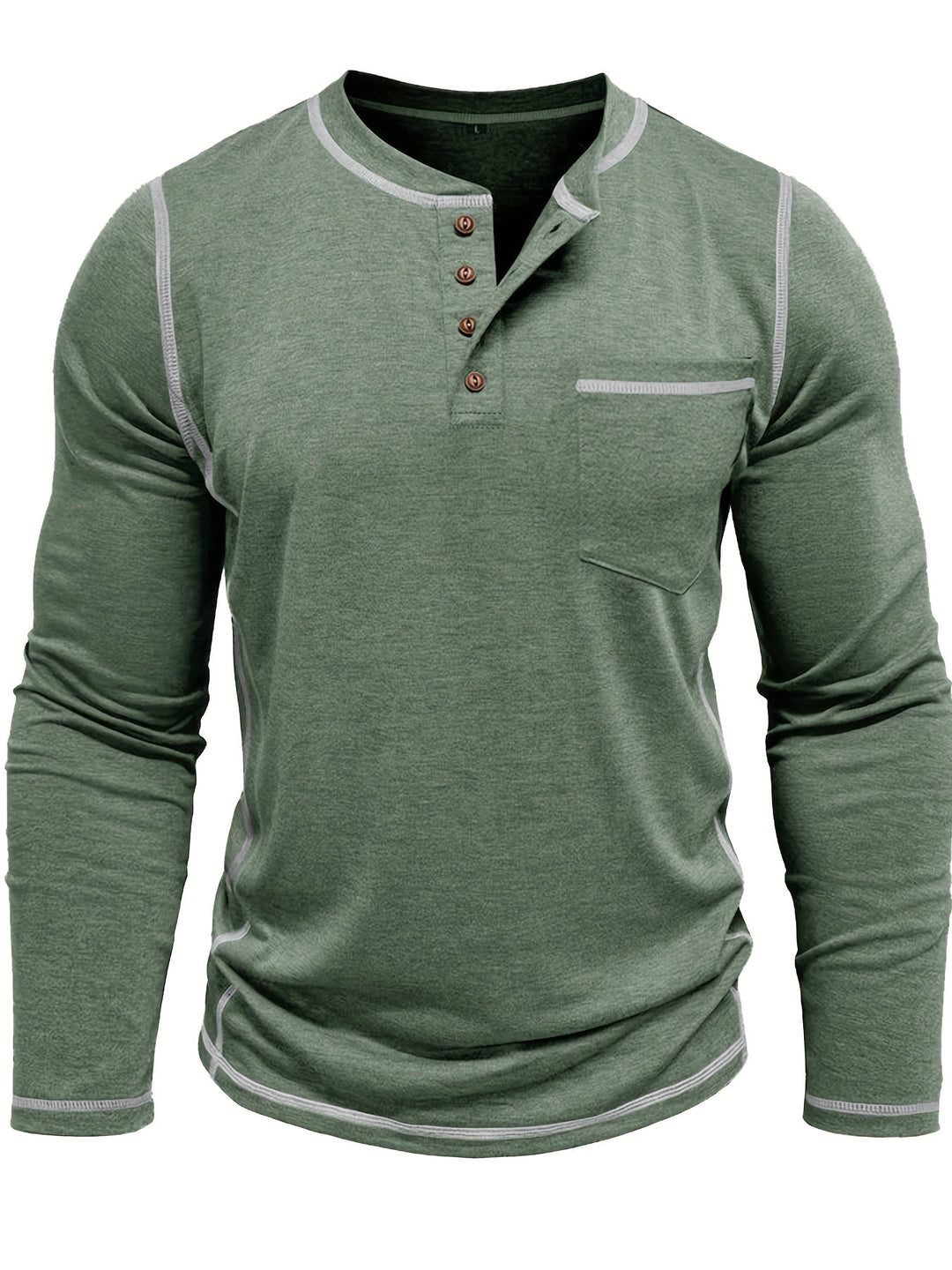 Reuben | Kontraststickad långärmad Henley
