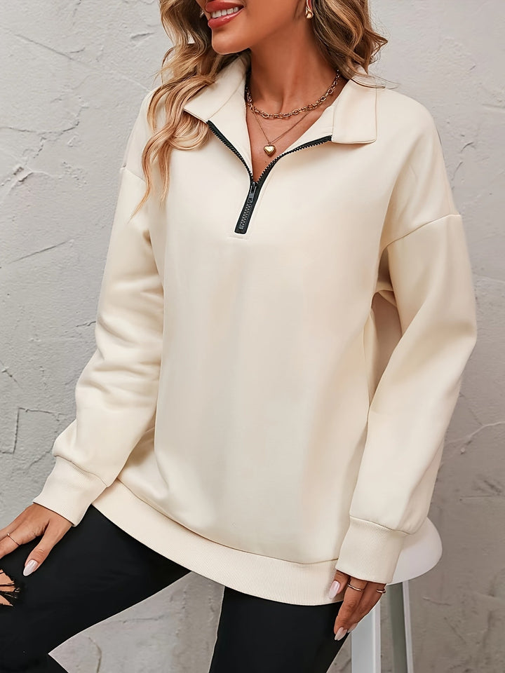 Gwyneth | Avslappnad Halv-Zip Sweatshirt