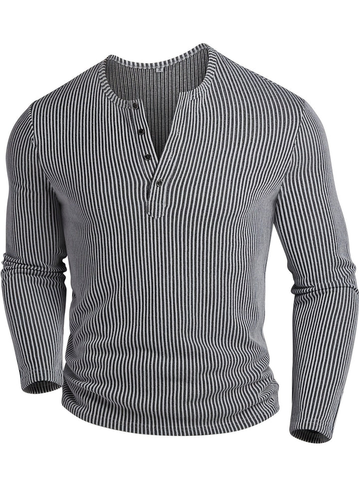 Griffin | Texturerad Ribbad Henley Skjorta