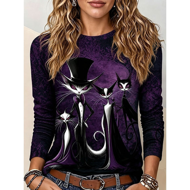 Katherine | Halloween Gotisk Grafisk Långärmad Topp