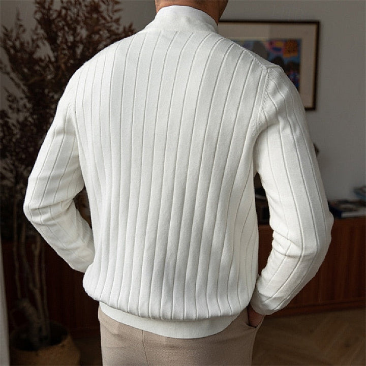 Vincent | Ribbad V-ringad Knapp Cardigan