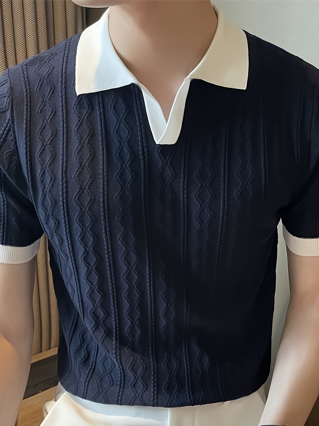 Barrett | Texturerad Polotröja med Kontrastkrage