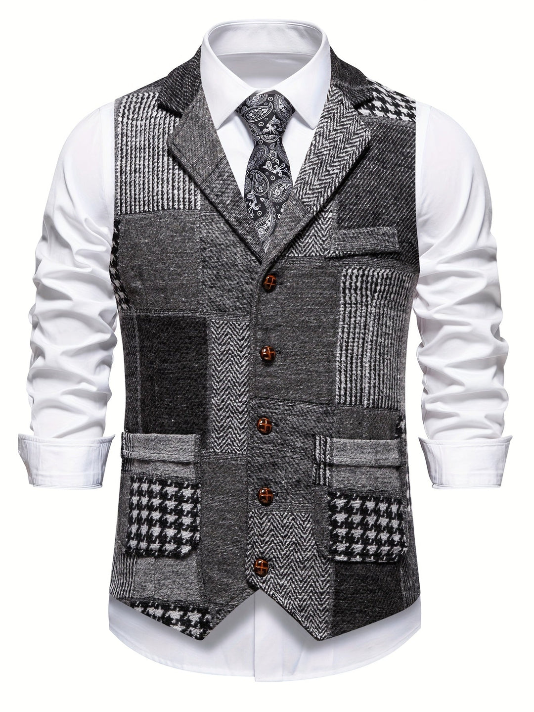 Trevor | Patchwork Västen med Fiskbensmönster