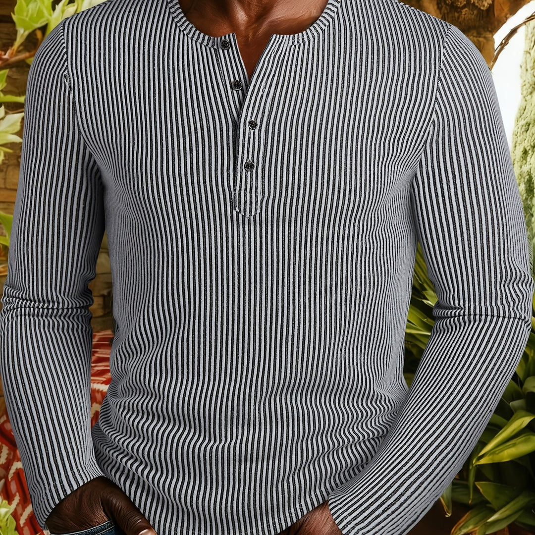 Griffin | Texturerad Ribbad Henley Skjorta