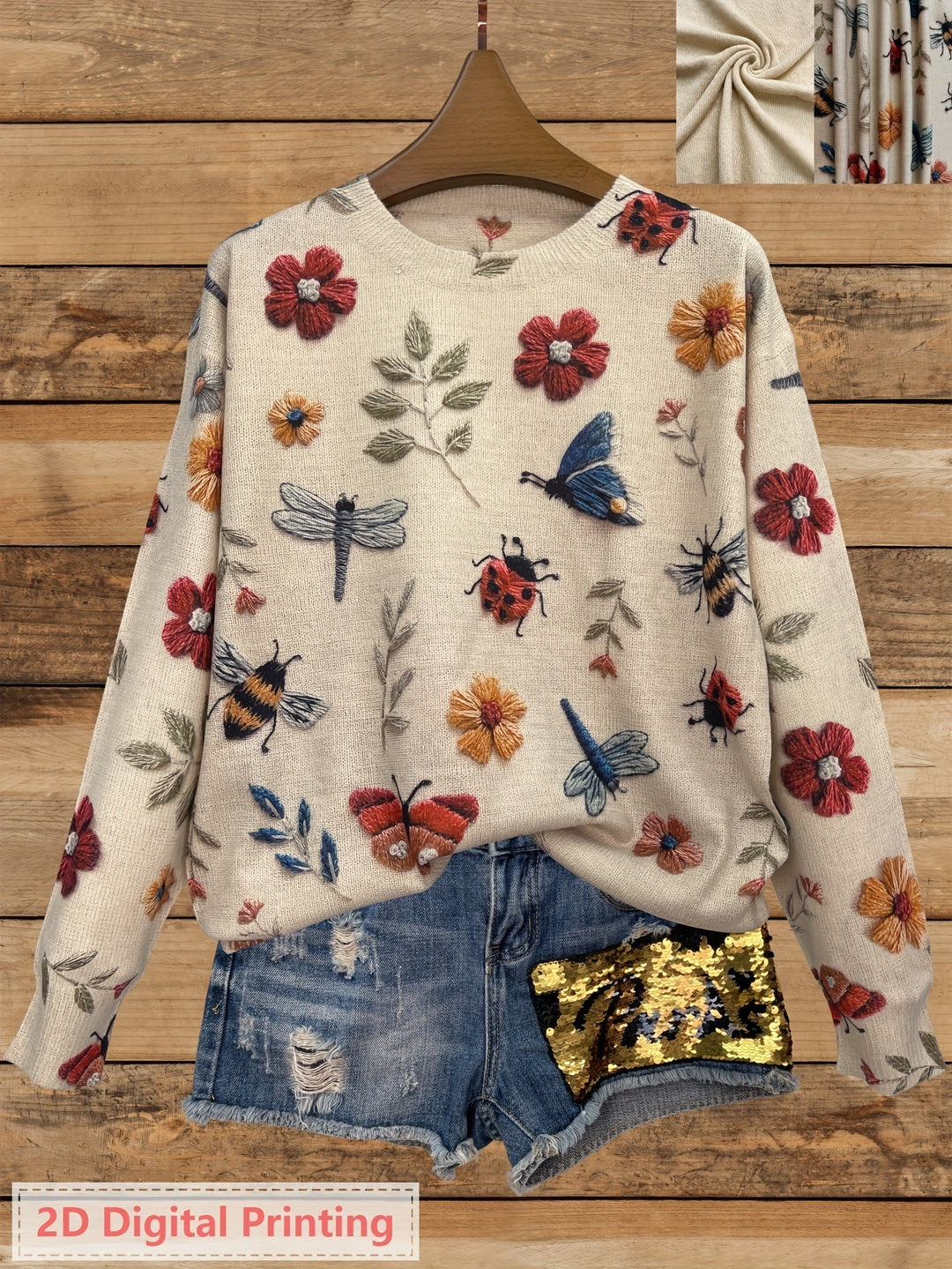 Elsie | Botanisk Tryck Crewneck Tröja