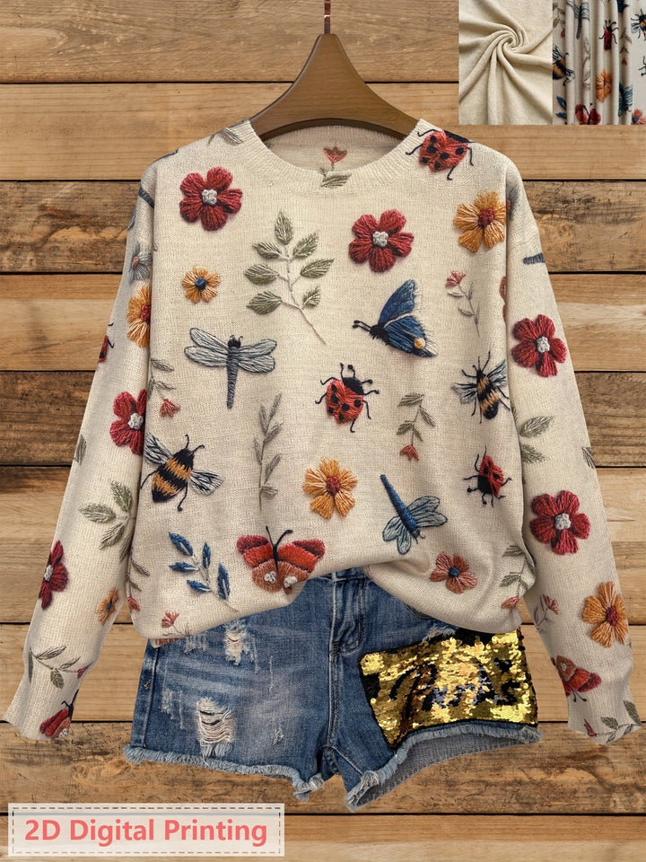 Elsie | Botanisk Tryck Crewneck Tröja