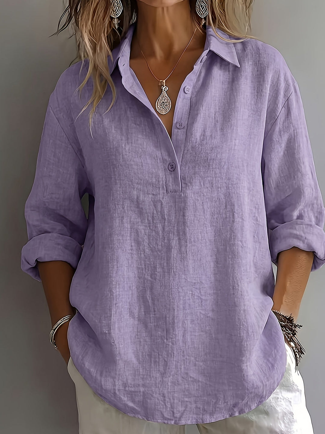Freya | Avslappnad Blus med Krage