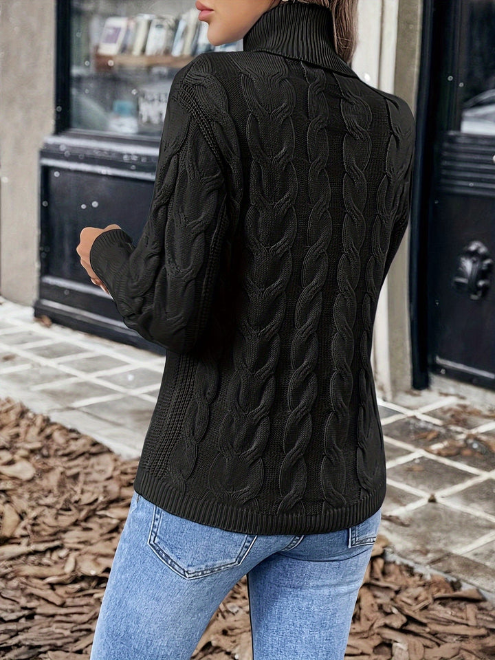 Celeste | Mysig Kabelstickad Turtleneck Tröja