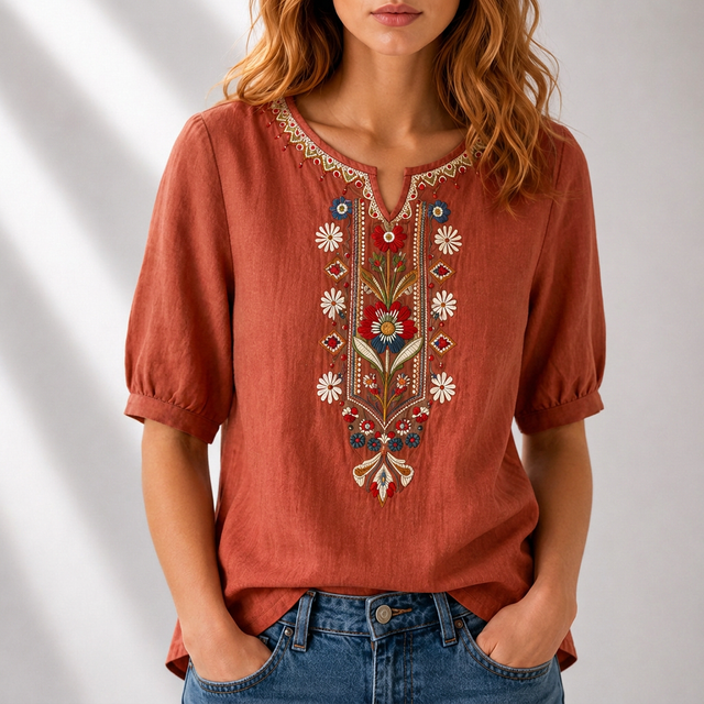 Lucia | Blommig Broderad Blus