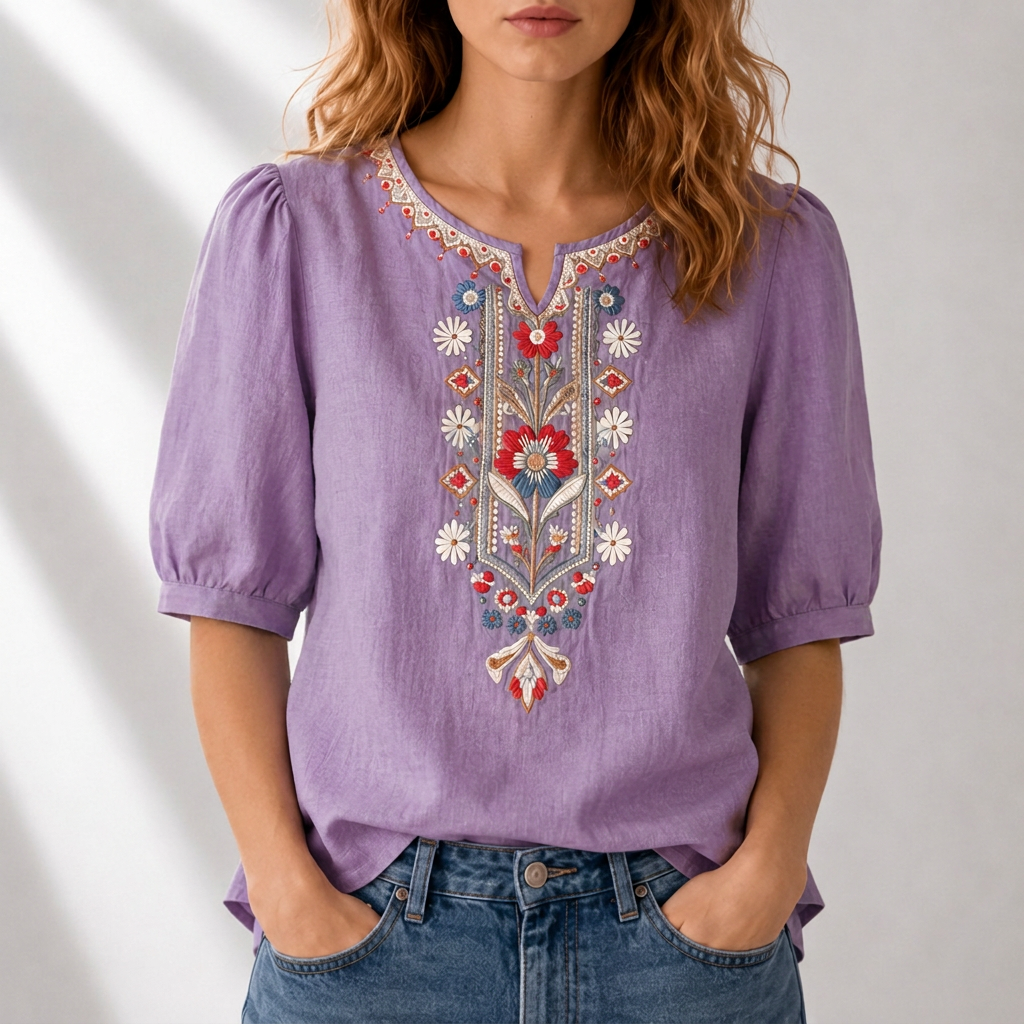 Lucia | Blommig Broderad Blus