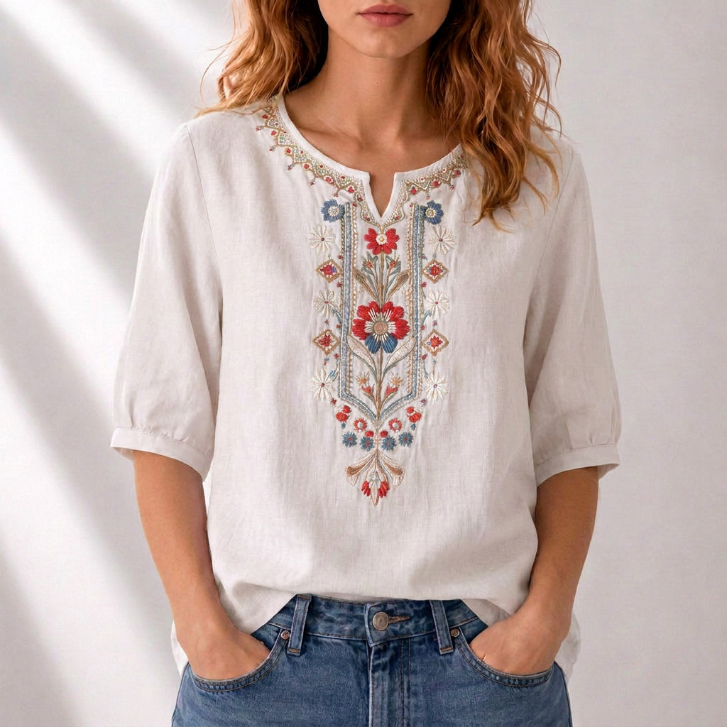 Lucia | Blommig Broderad Blus