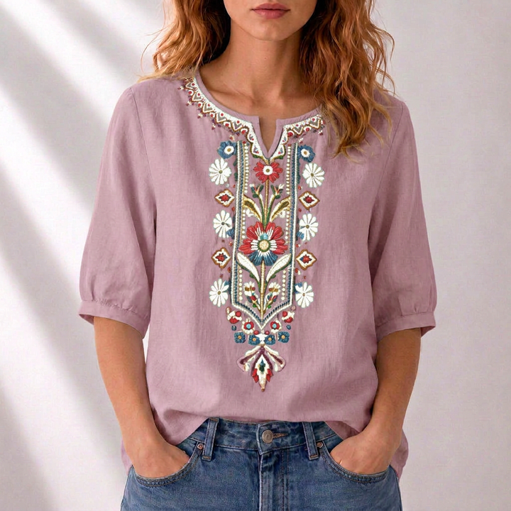 Lucia | Blommig Broderad Blus