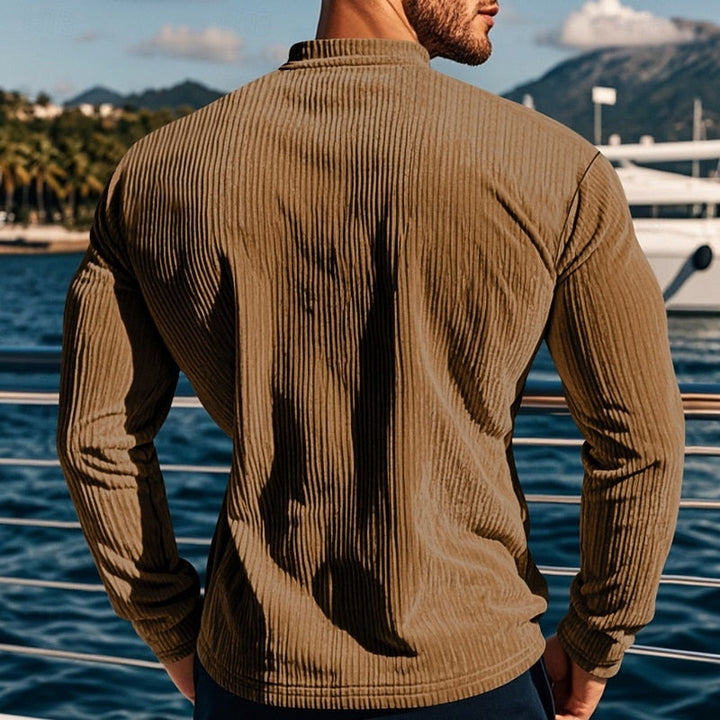 Elias | Ribbad långärmad Henley-tröja