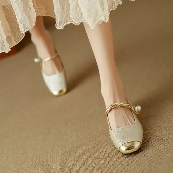 Camille | Vintage Flätad Pärlremsskor