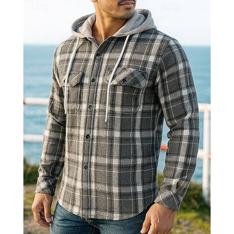Emory | Robust Hooded Rutigt Skjorta Jacka