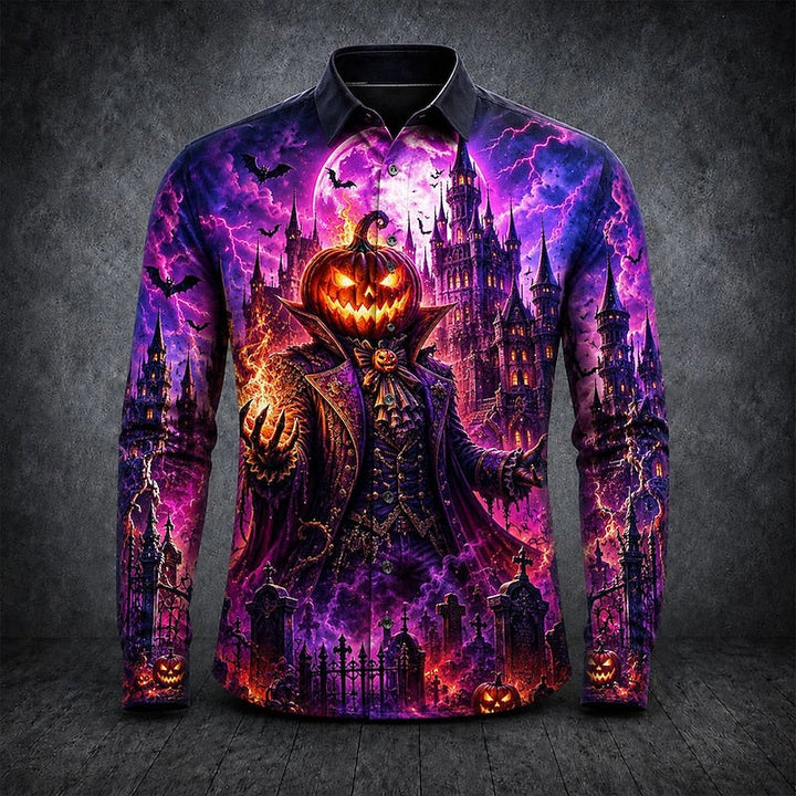 Thatcher | Halloween Gotisk Tryckt Långärmad Skjorta