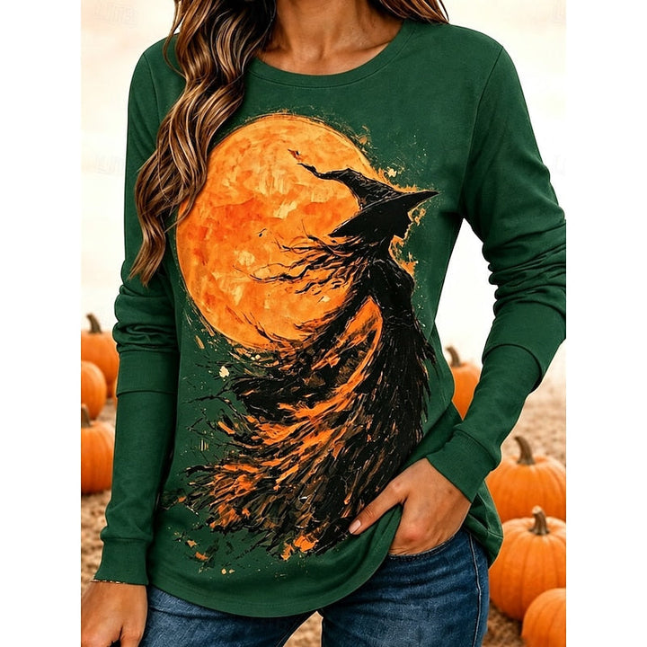 Fern | Halloween Häxa Grafik Långärmad Topp