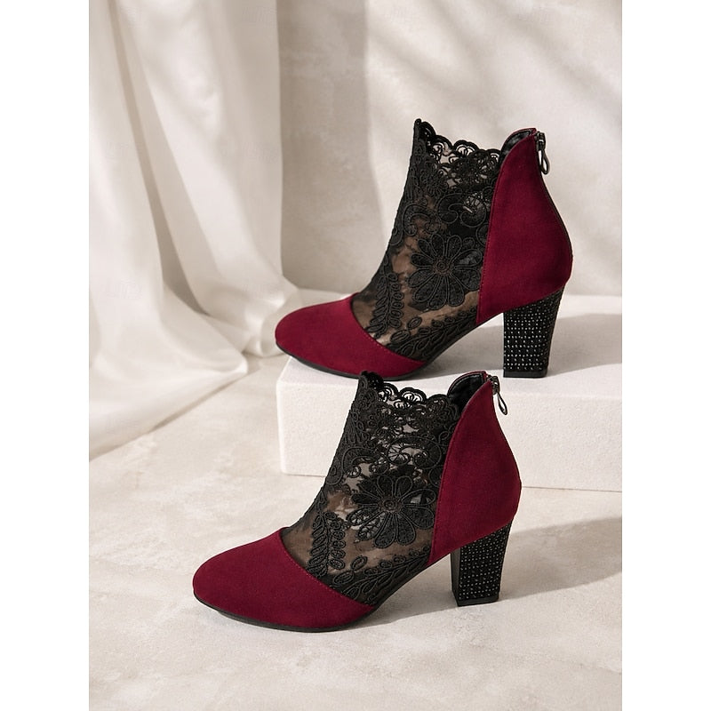 Belinda | Ankelboots med spetsdetalj