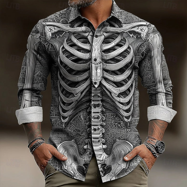 Ambrose | Halloween Skelett Knapp-up Skjorta