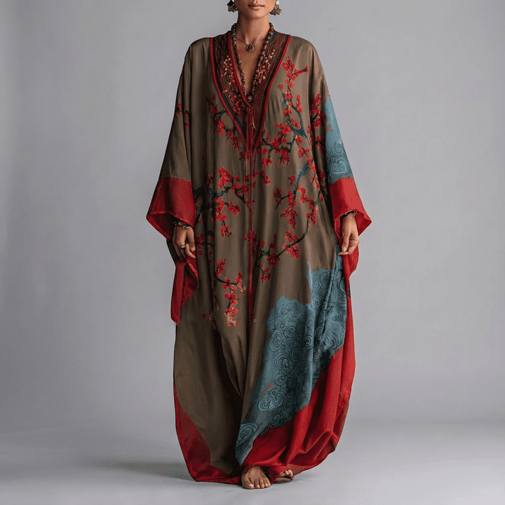 Valerie | Blommig Batwing Ärmar Maxiklänning