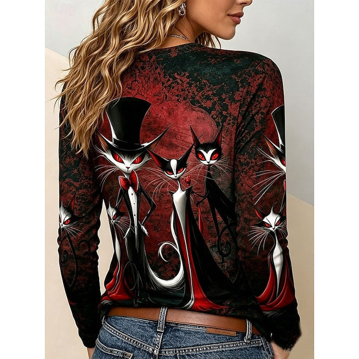 Katherine | Halloween Gotisk Grafisk Långärmad Topp