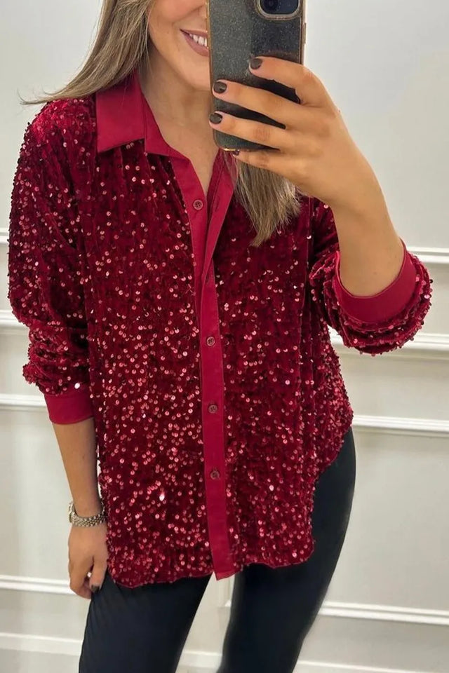 Claudine | Elegant Shimmer Krage Skjorta