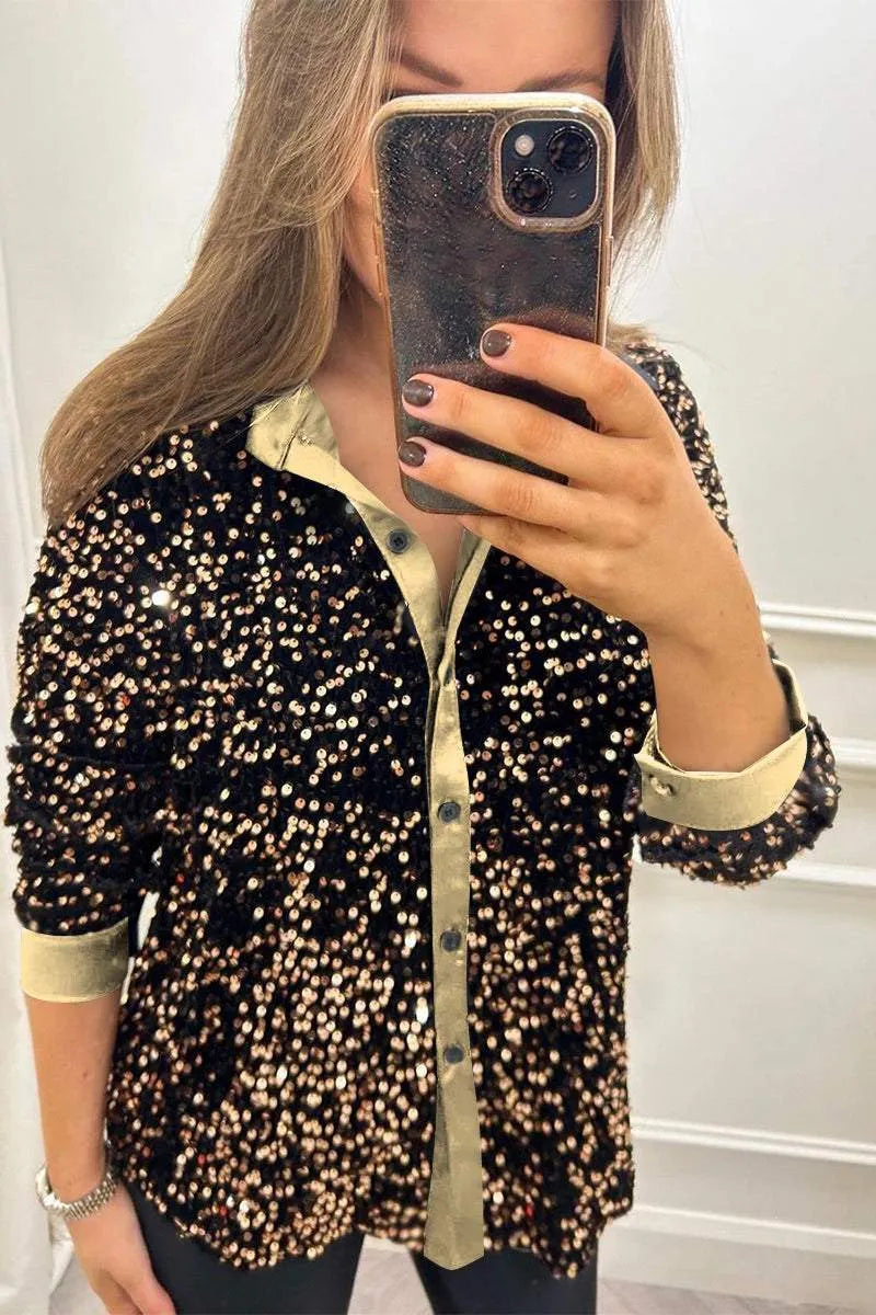 Claudine | Elegant Shimmer Krage Skjorta