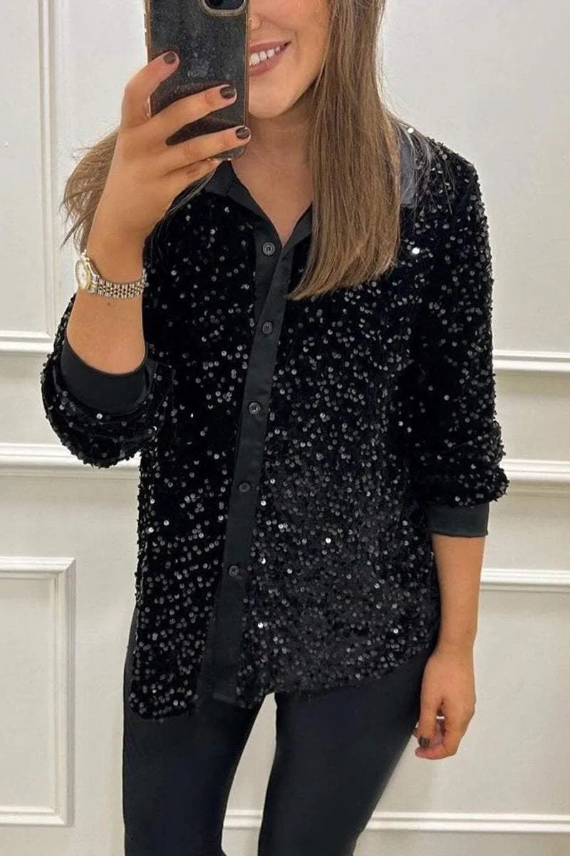 Claudine | Elegant Shimmer Krage Skjorta