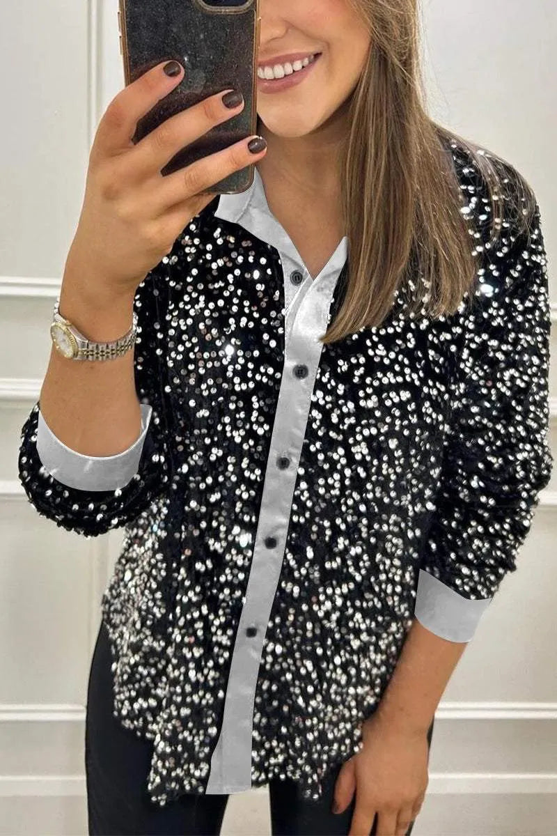 Claudine | Elegant Shimmer Krage Skjorta