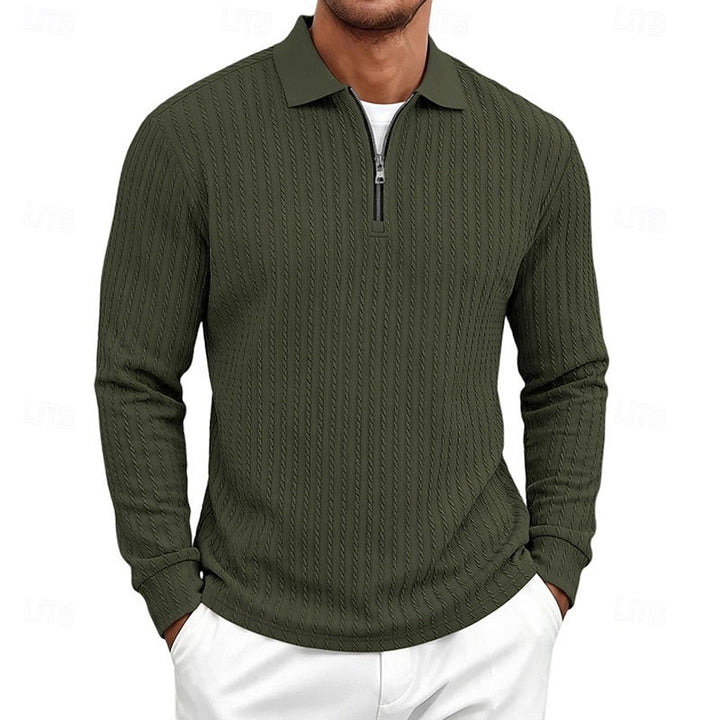 Rhett | Texturerad Quarter-Zip Polo Skjorta