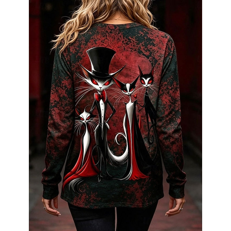 Katherine | Halloween Gotisk Grafisk Långärmad Topp
