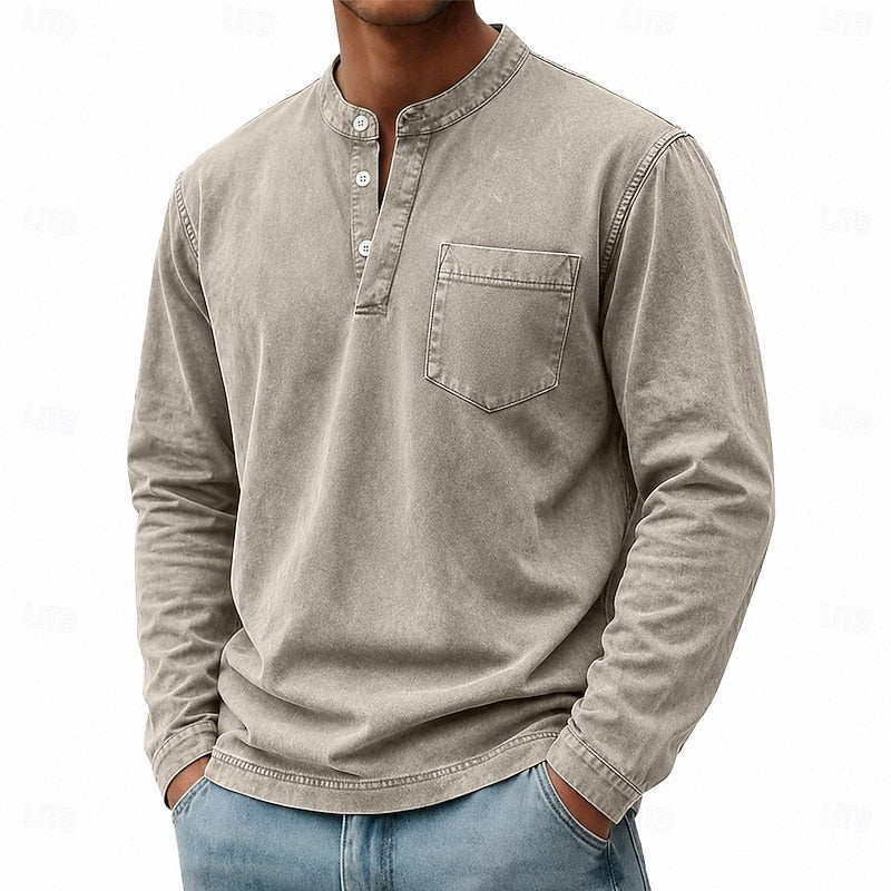 Blaine | Vintage Tvättad Henley Skjorta