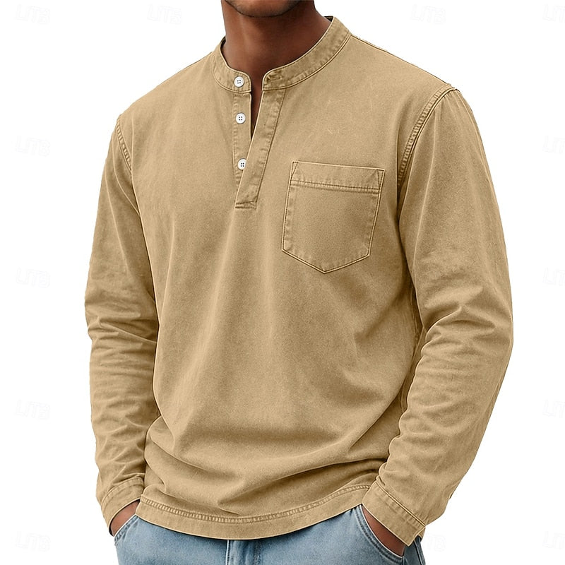 Blaine | Vintage Tvättad Henley Skjorta