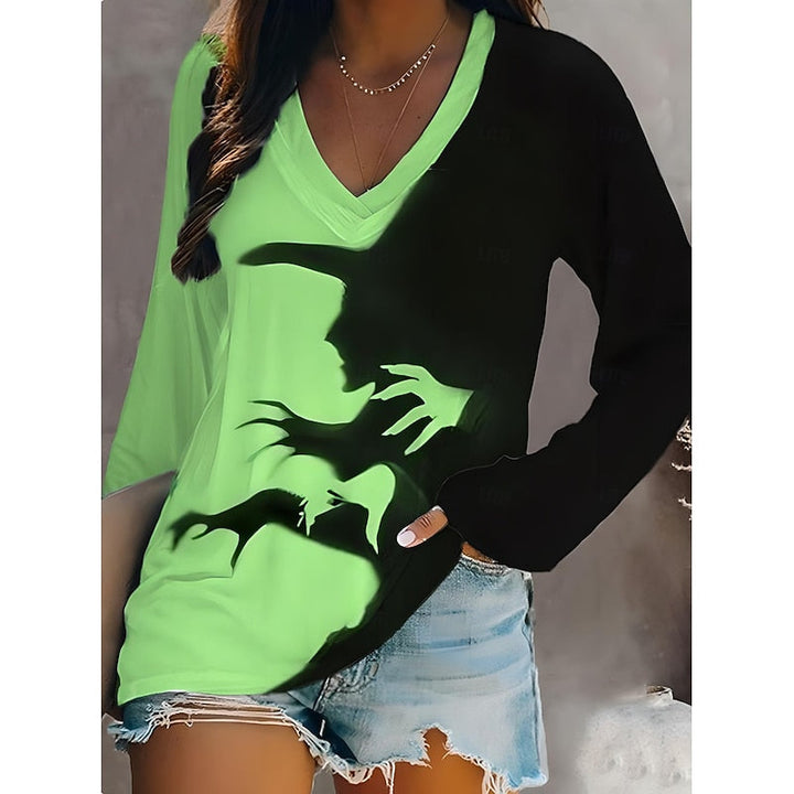 Odessa | Halloween Grafisk V-Hals Topp
