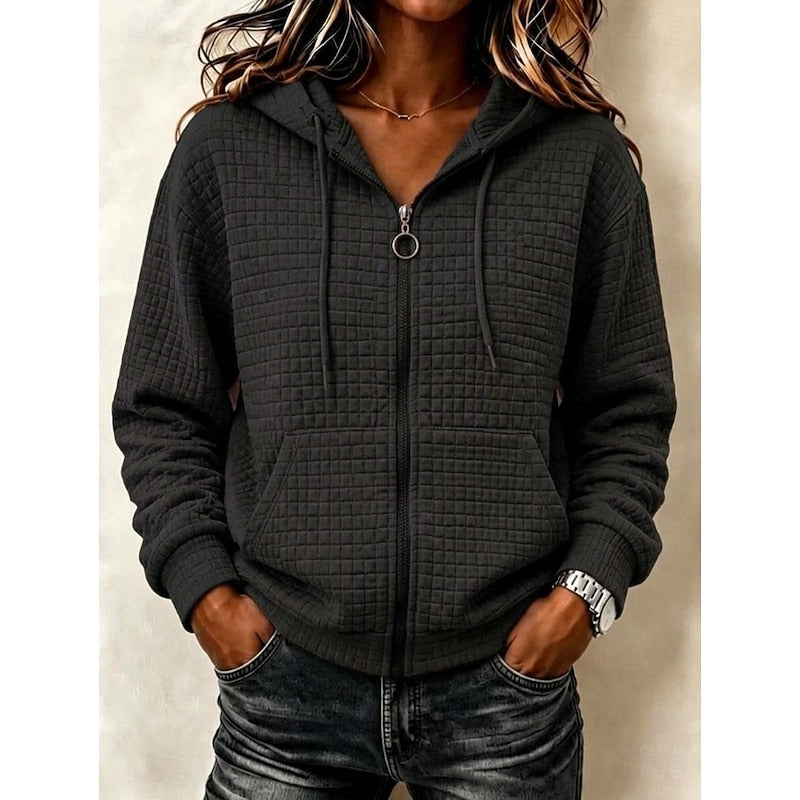 Kathryn | Texturerad Zip-Up Hoodie