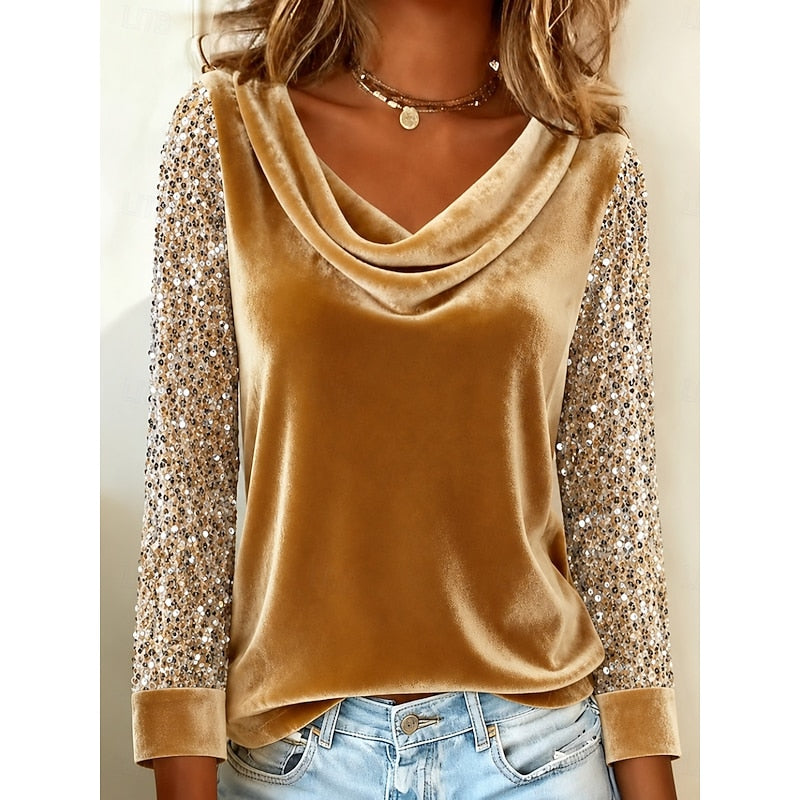 Marlene | Glittrande Cowl-Neck Topp