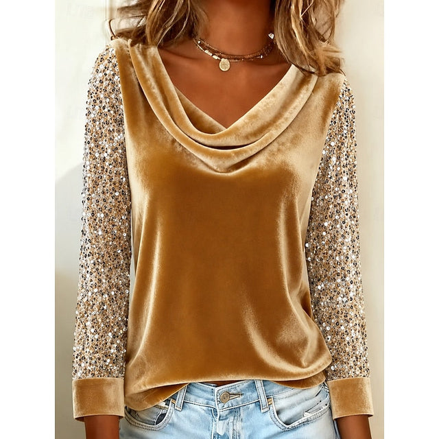 Marlene | Glittrande Cowl-Neck Topp