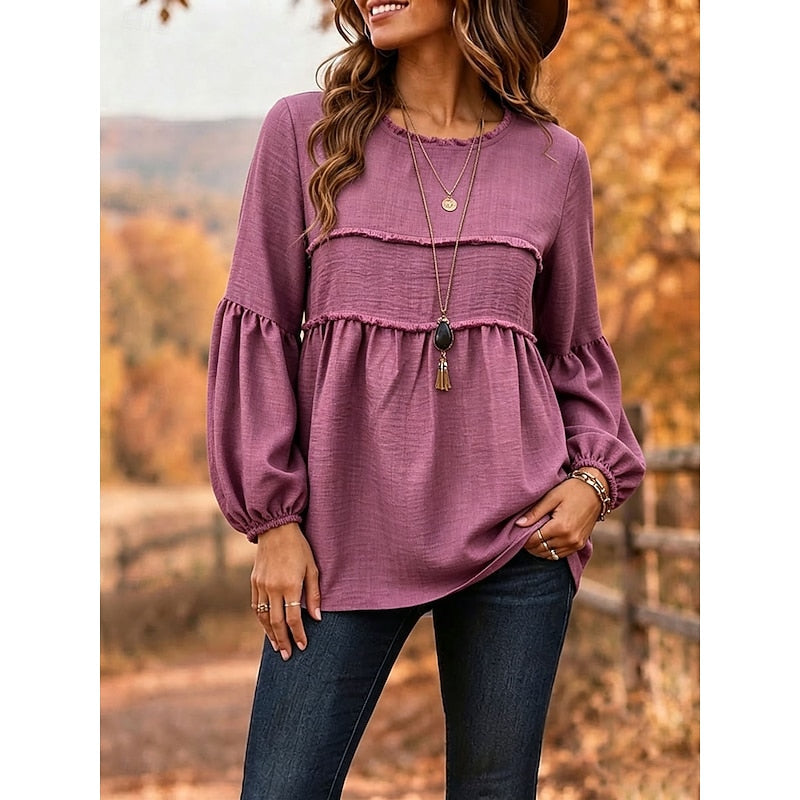 Rebecca | Avslappnad Peplum Blus