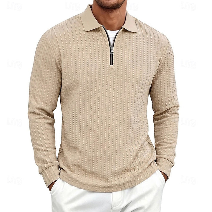 Rhett | Texturerad Quarter-Zip Polo Skjorta