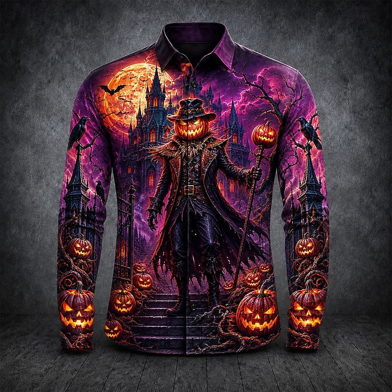 Thatcher | Halloween Gotisk Tryckt Långärmad Skjorta