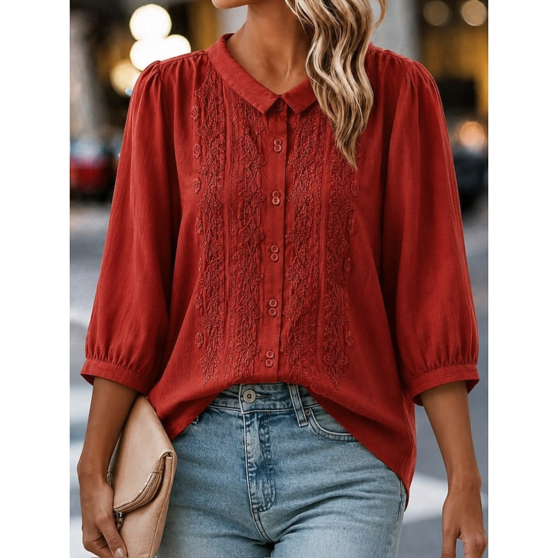 Paige | Broderad Peter Pan-krage Blus