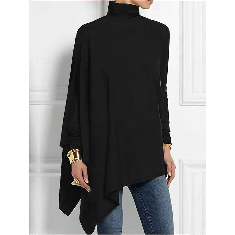 Evelyn | Draperad Asymmetrisk Turtleneck Topp