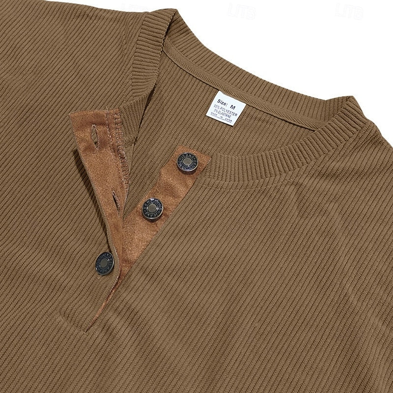 Elias | Ribbad långärmad Henley-tröja